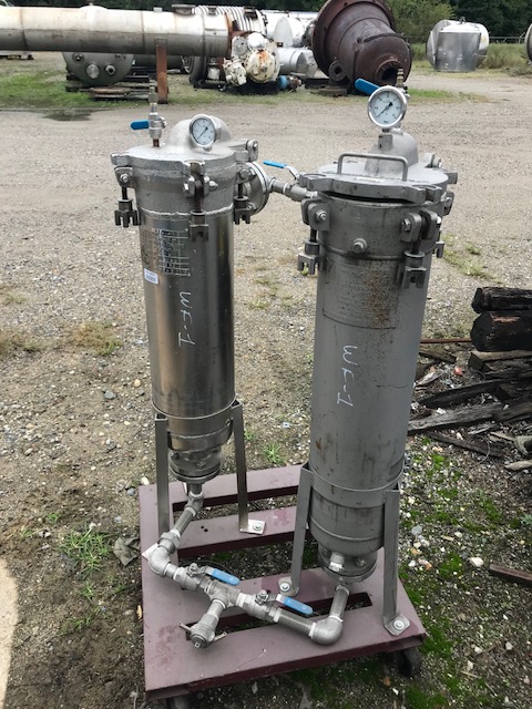 ***SOLD*** used Dual Basket Filter System.  Skid has (2) Mechanical Mfg. 8